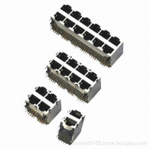 Modular Jack with LED, Shielded, 8P8C, OEM/ODM Orders are Welcome, RoHS Directive-compliant